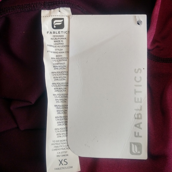 Fabletics Brogan Mesh Leggings Maroon Colorblock - Picture 3 of 5